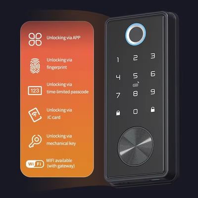 Serratura per porta con impronte digitali in lega di zinco argento per ufficio domestico Wi-Fi Tuya Network Compatibile