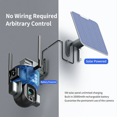 Sorveglianza WIFI wireless con doppia fotocamera solare 4K 10X zoom ottico e visione notturna
