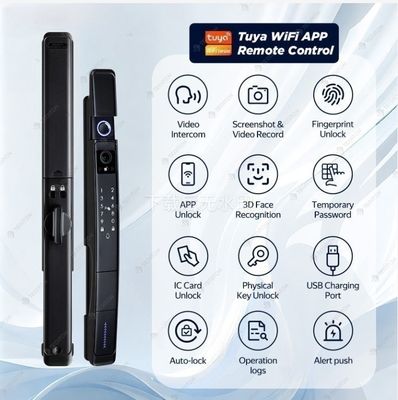 Impermeabile IP 64 Wifi Riconoscimento facciale in alluminio 3D TUYA Smart Door Lock per Home Hotel