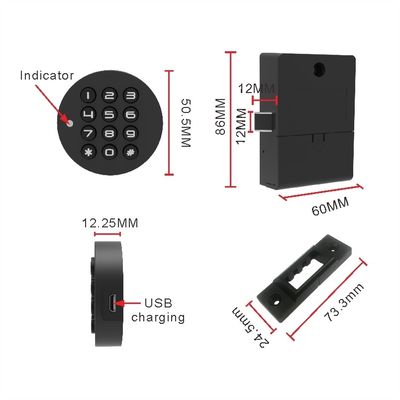 Serratura del cassetto con password elettronica ad apertura libera per porta di vetro Armadio da letto in nero
