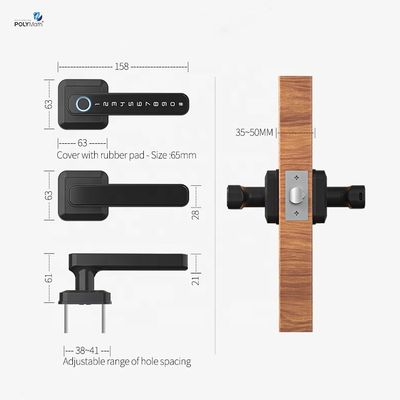 Stylish Zinc Alloy Fingerprint Door Lock con Tuya Wifi App Unlock Method Fingerprint