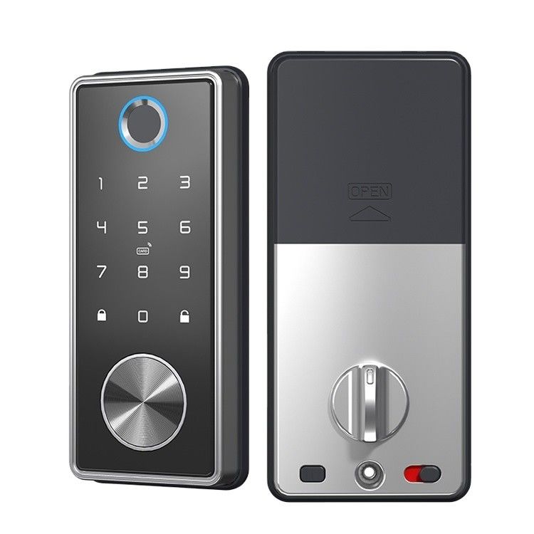 Serratura per porta con impronte digitali in lega di zinco argento per ufficio domestico Wi-Fi Tuya Network Compatibile